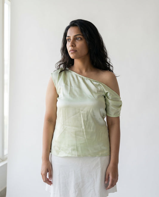 Mint one shoulder Top