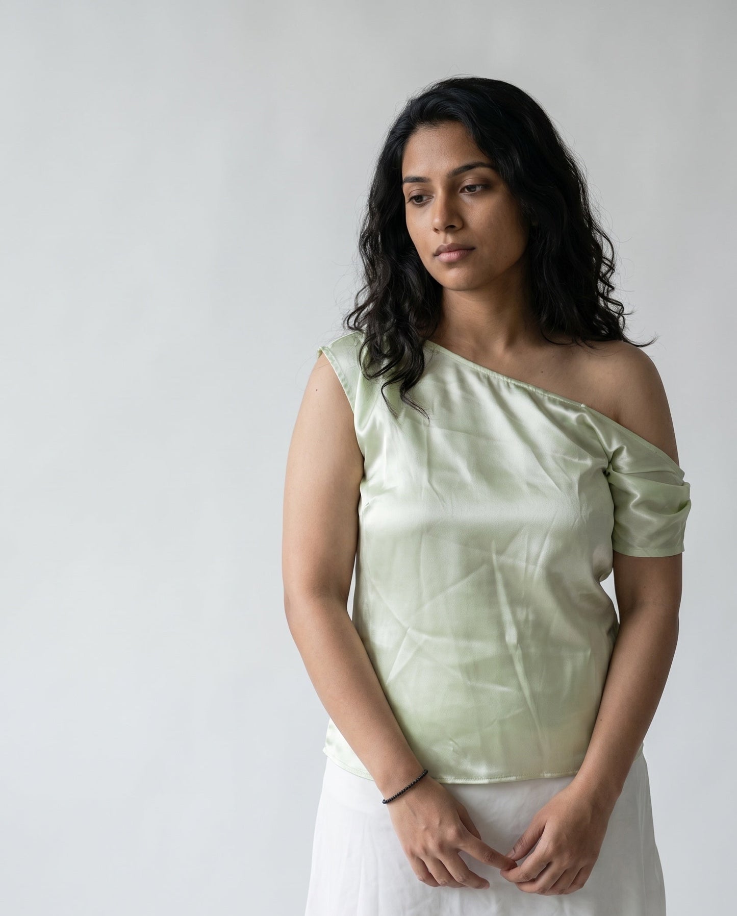 Mint one shoulder Top