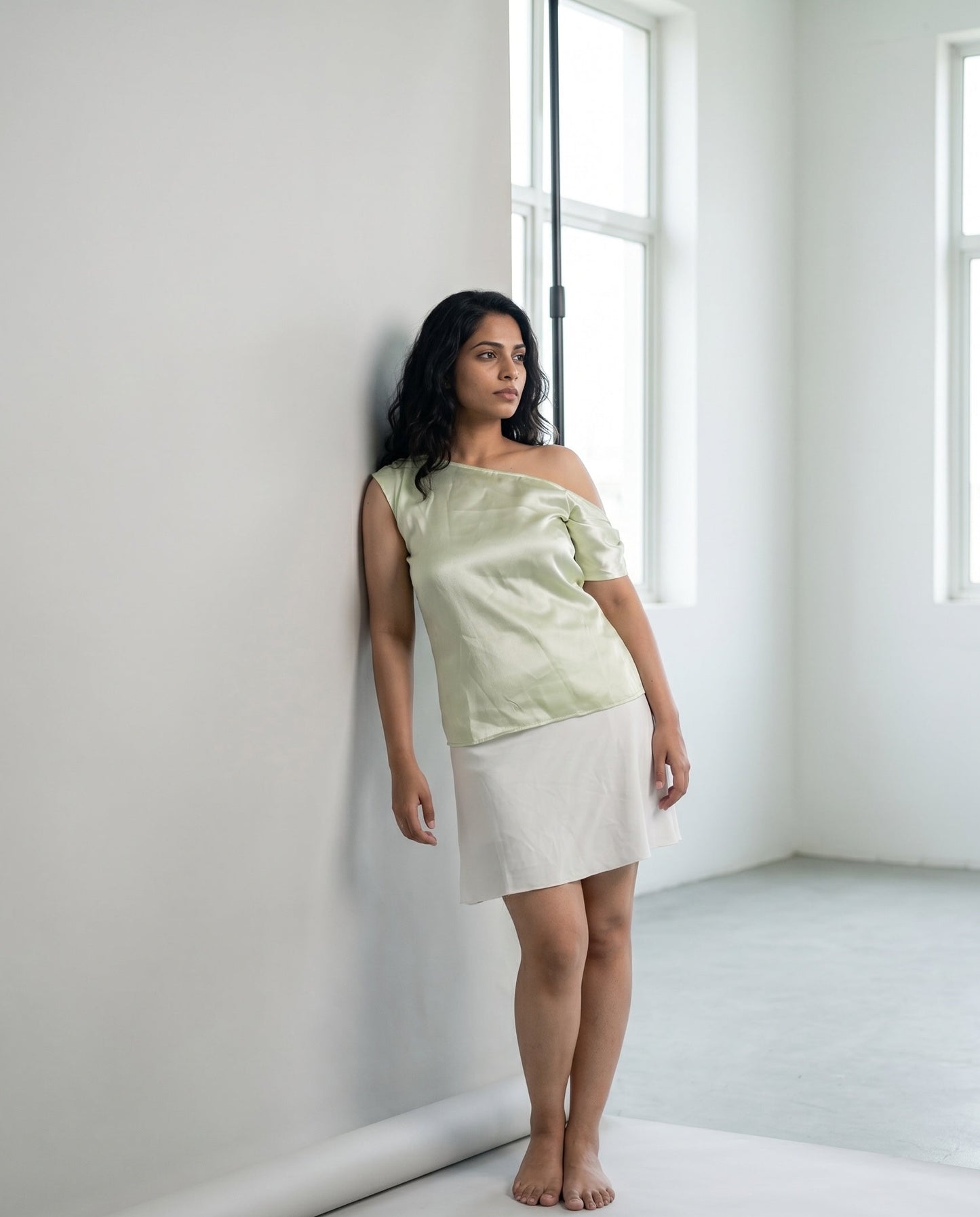 Mint one shoulder Top